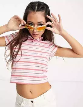 Розовая рубашка-поло в полоску из пике COLLUSION