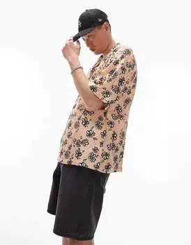 Розовая рубашка с короткими рукавами с цветочным принтом Topman