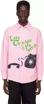 Розовая рубашка с принтом Late Checkout