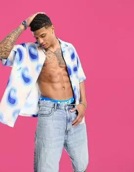 Розовая рубашка свободного кроя с размытым пейсли ASOS DESIGN