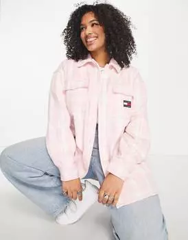 Розовая рубашка в клетку Tommy Jeans Plus