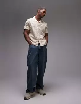 Розовая рубашка в полоску из жатого хлопка с короткими рукавами Topman