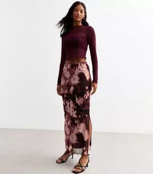 Розовая сетчатая длинная юбка тай-дай New Look, розовый