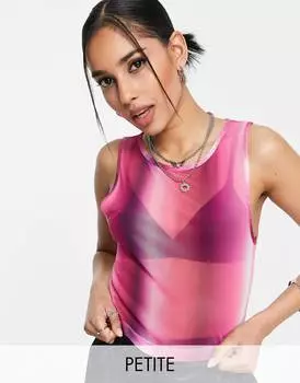 Розовая сетчатая майка в полоску с эффектом омбре ASOS DESIGN