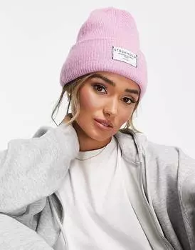 Розовая шапка с лейблом ASOS DESIGN