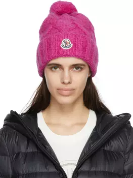 Розовая шапка с помпоном Moncler
