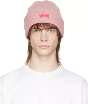 Розовая шапка с вышивкой Stüssy