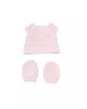 Розовая шапочка и варежки для девочки Tutto Piccolo