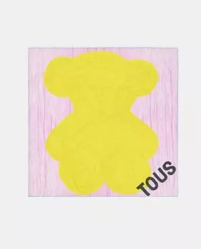Розовая шелковая бандана с большим логотипом Tous, сиреневый