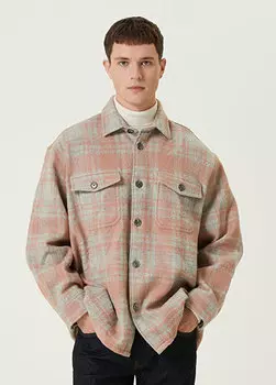 Розовая шерстяная верхняя рубашка с рисунком в клетку Ami