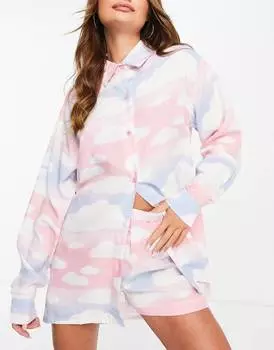 Розовая, сине-белая рубашка из модала ASOS DESIGN mix &amp; match