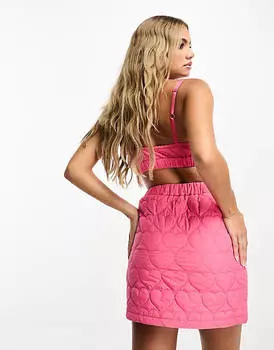 Розовая стеганая мини-юбка потертого цвета