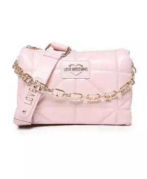 Розовая стеганая сумка на плечо с геометрическим рисунком Love Moschino, розовый