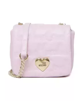 Розовая сумка через плечо из экокожи с застежкой клапаном Love Moschino, розовый