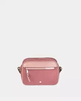 Розовая сумка через плечо из нейлона с деталями из лакированной кожи Volum, розовый