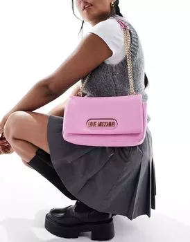 Розовая сумка через плечо Love Moschino