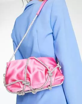 Розовая сумка через плечо со стразами ASOS DESIGN