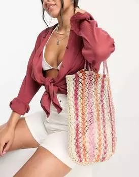 Розовая сумка-тоут в вертикальную полоску Accessorize