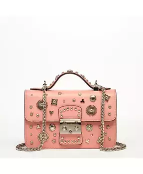 Розовая сумочка маленькая кожаная женская сумка через плечо SUSU