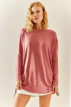 Розовая свободная блузка со сборками 3YXK2-47541-20 XHAN