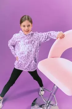 Розовая толстовка для девочки с леопардовым принтом и надписью Hype, розовый