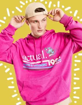 Розовая толстовка оверсайз с графическим принтом спереди ASOS Actual