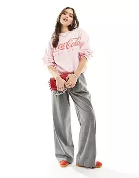 Розовая толстовка оверсайз с лицензионной графикой Coca Cola ASOS DESIGN