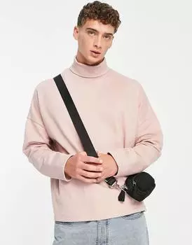 Розовая толстовка оверсайз с высоким воротником ASOS DESIGN