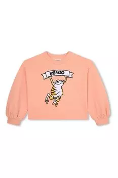 Розовая толстовка с логотипом в виде лягушки Kenzo Kids, розовый