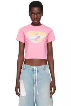 Розовая укороченная футболка Casa Surf Casablanca