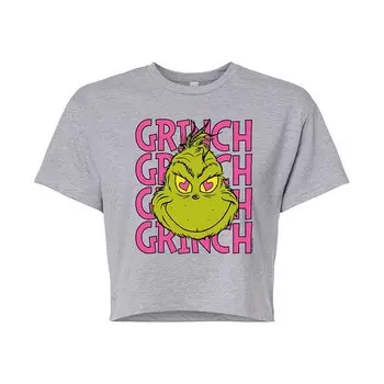 Розовая укороченная футболка Dr. Seuss Grinch для юниоров Licensed Character, цвет Heather Gray