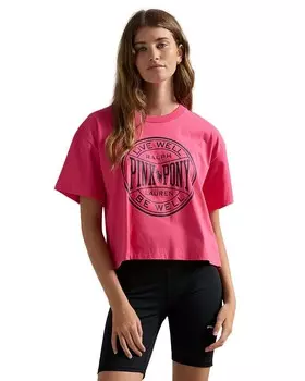 Розовая укороченная футболка Polo Ralph Lauren с пони, розовый
