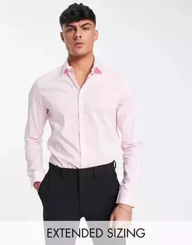 Розовая узкая эластичная рубашка узкого кроя ASOS