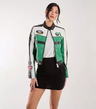 Розовая ванильно-зеленая куртка для мотокросса на молнии Pink Vanilla, зеленый