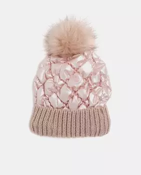 Розовая ватная шапка с помпоном Nine West, розовый