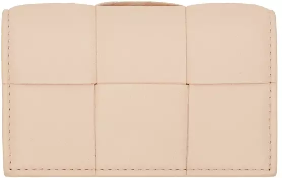 Розовая визитница Intrecciato Bottega Veneta