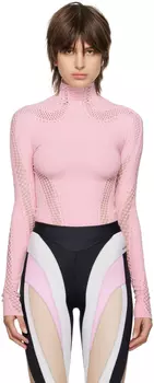 Розовая водолазка с перфорацией Mugler