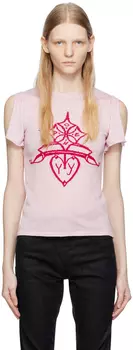 Розовая жаккардовая футболка OPEN YY