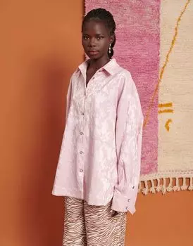 Розовая жаккардовая рубашка оверсайз Ghospell