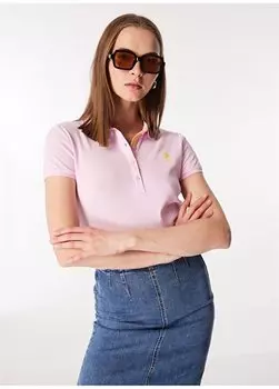 Розовая женская футболка-поло приталенного кроя TP0124 U.S. Polo Assn., розовый