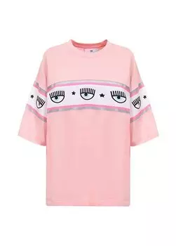 Розовая женская футболка с круглым вырезом с принтом 75CBHF01 Chiara Ferragni, розовый