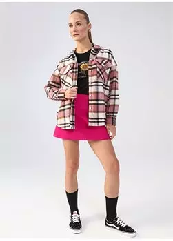 Розовая женская куртка в непринужденную клетку с рисунком K-POP Aeropostale, розовый