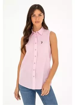 Розовая женская рубашка со стандартным рубашечным воротником ELMYKISA U.S. Polo Assn., розовый