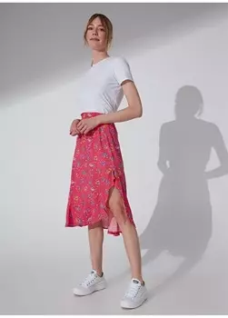 Розовая женская юбка с цветочным узором NGSTYLE