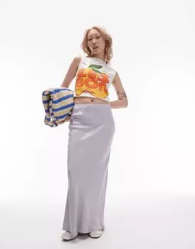 Розовато-лиловая юбка макси с косой отделкой Topshop