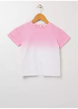 Розово-белая футболка с круглым вырезом и короткими рукавами для маленьких девочек 22SG-79 Mammaramma, белый