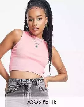 Розово-белый жилет с высоким воротником в рубчик ASOS DESIGN Petite