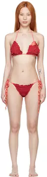 Розово-красное нейлоновое бикини Sherris