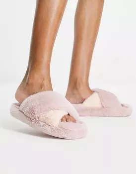 Розово-персиковые массивные шлепанцы ASOS DESIGN Zena