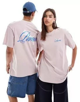 Розово-синяя футболка PUMA Terrace с принтом на спине